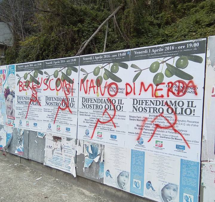 Penne: vandali contro i manifesti di Forza Italia. Dura condanna: “la sinistra alimenta odio”