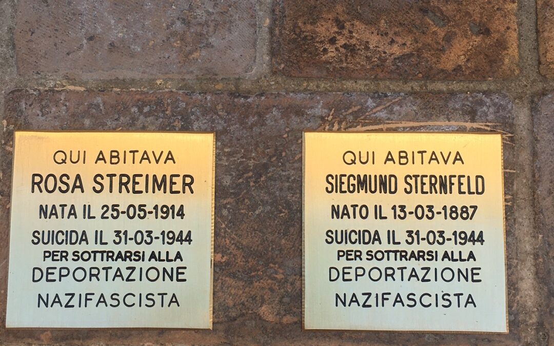 PIANELLA: DUE PIETRE D’INCIAMPO, CREATE DA GUNTER DEMNIG, PER RICORDARE ROSA STREIMER E SIEGMUND STERNFELD, PERSEGUITATI DAI NAZISTI E RIFUGIATI IN ITALIA  La memoria della Shoah fondamento della Repubblica